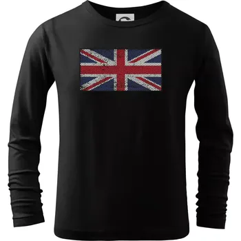 Britská vlajka tečkovaná - Triko dětské Long Sleeve - 134 cm/8 let ( Černá )