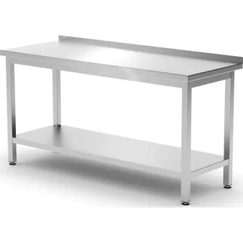 Dílenský stůl Nástěnný stůl s policí – přišroubovaný, hloubka 600 mm, HENDI, Profi Line, 1600x600x(H)850mm