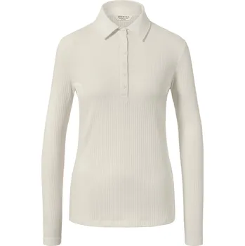 653712 - Tchibo - Žebrované triko s dlouhým rukávem a polo límcem - pro ženy - vel. XL 48/50 - barva: bílá