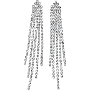 Náušnice 664144 - Tchibo - Náušnice Sparkle Fringes - barva: bílá