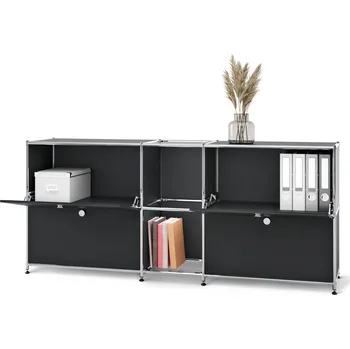 Komoda 672053 - Tchibo - Kovová odkládací skříňka CN3 se 4 výklopnými dvířky - barva: černá