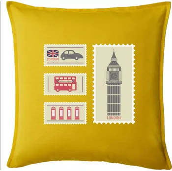 Polštář Britská známka - Polštář 50x50 - 50x50 - Pouze potah ( Žlutá )