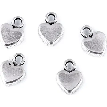 Přívěsek Výprodej - Mini přívěsek srdce - platina 50ks Varianta: 2 platina, Balení: 50 ks