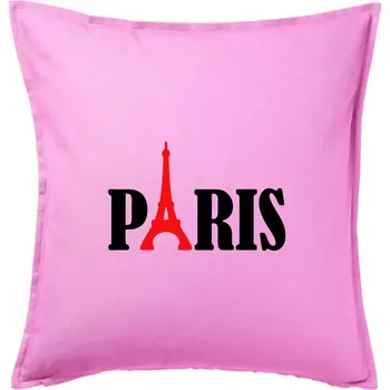 Polštář Paris nápis Eiffelova věž - Polštář 50x50 - 50x50 - Pouze potah ( Růžová )