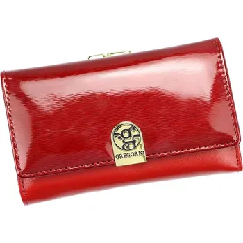 Peněženka Dámská peněženka Gregorio NL-108 z pravé a ekologické kůže červená s ozdobným zámkem a RFID Secure