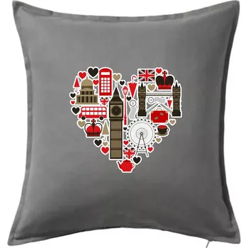 Polštář Britské srdce - objekty - Polštář 50x50 - 50x50 - Pouze potah ( Tmavě šedý melír )