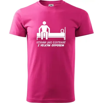Pánské tričko Vstávám jako elektrikář s velkým odporem - Klasické pánské triko vyšší gramáže - S ( Purpurová )