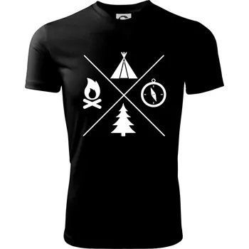 Chlapecké tričko Kempování čtyřka - Dětské triko sportovní (dresovina) - 158 cm/12 let ( Černá )