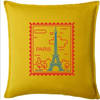 Polštář Paříž známka jednoduchá - Polštář 50x50 - 50x50 - Pouze potah ( Žlutá )