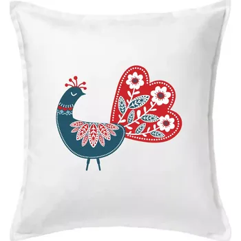 Polštář Folklor - páv modrý - Polštář 50x50 - 50x50 - Pouze potah ( Bílá )