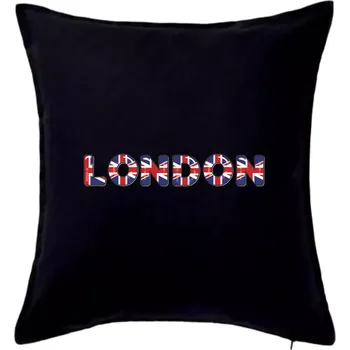 Polštář Nápis London vlajka - Polštář 50x50 - 50x50 - Pouze potah ( Černá )
