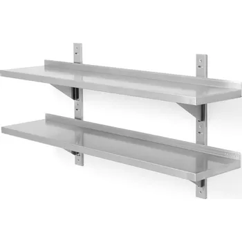 police Dvoustěnná police, nastavitelná, se 2 držáky, HENDI, 1200x300x(H)600mm