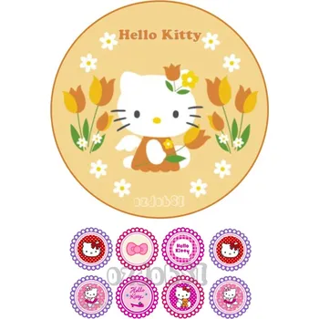 Jedlá dekorace na dort Hello Kitty 1 - jedlý papír - Bez úprav / Jedlý papír / Bez decor gelu
