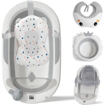 koupací vanička Dětská vanička PupyHou + příslušenství 7 dílů - šedá