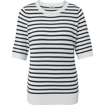 Dámský svetr 702911 - Tchibo - Pruhovaný svetr z jemného úpletu - pro ženy - vel. S 36/38 - barva: modrá/s proužky