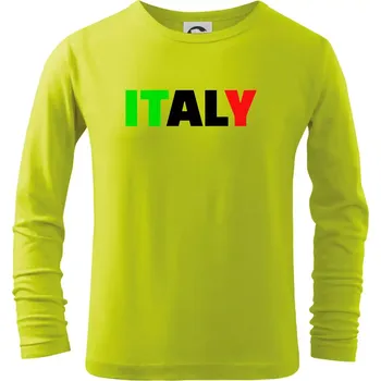 Chlapecké oblečení Italy Nápis - Triko dětské Long Sleeve - 146 cm/10 let ( Limetková )