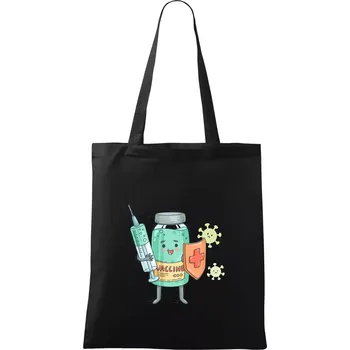 Nákupní taška Cartoon vaccine - Taška bavlněná - 42 x 38 cm ( Černá )