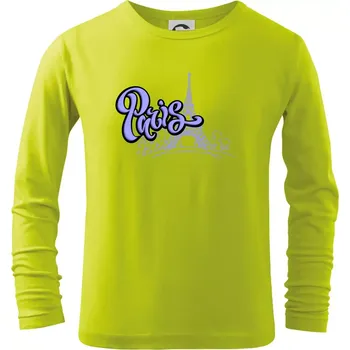 Dětská móda Paris Lettering - Triko dětské Long Sleeve - 146 cm/10 let ( Limetková )