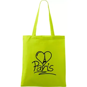 Srdce Paris - Taška bavlněná - 42 x 38 cm ( Limetková )