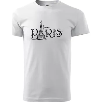 Paris nápis Eiffelovka rovný - Triko extra velké (5-8XL) - 7XL ( Bílá )