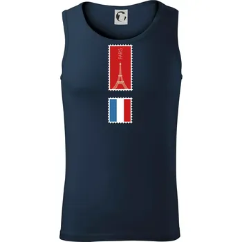 Paříž známka barevná - Tílko pánské Core - XL ( Námořní modrá (velmi tmavá - téměř černá) )