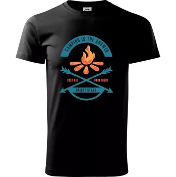 Pánské tričko Camping oheň - Triko extra velké (5-8XL) - 7XL ( Černá )