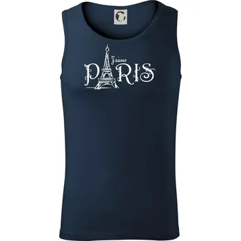 Paris nápis Eiffelovka rovný - Tílko pánské Core - XL ( Námořní modrá (velmi tmavá - téměř černá) )