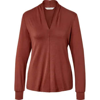 Pánské tričko 689707 - Tchibo - Halenkové triko s výstřihem do V - pro ženy - vel. XL 48/50 - barva: hnědá