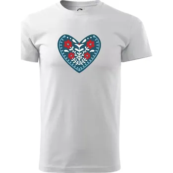 Folklor - srdce modré plné - Triko extra velké (5-8XL) - 8XL ( Bílá )