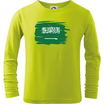 Saudská Arábie - vlajka - Triko dětské Long Sleeve - 104-110cm / 3-4 roky ( Limetková )