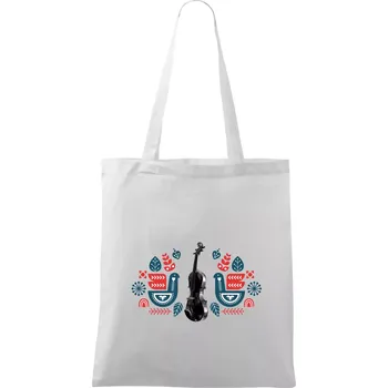 Folklór housle - Taška bavlněná - 42 x 38 cm ( Bílá )