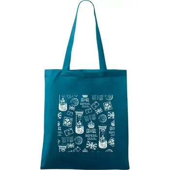 Nákupní taška Britská pošta ikony - Taška bavlněná - 42 x 38 cm ( Petrolejová )