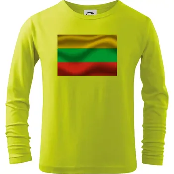Dětská móda Litva vlajka obdélník - Triko dětské Long Sleeve - 134 cm/8 let ( Limetková )