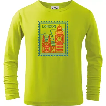 Londýn známka jednoduchá - Triko dětské Long Sleeve - 122 cm/6 let ( Limetková )