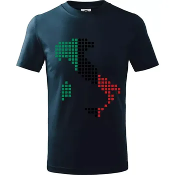 Chlapecké tričko Itálie obrys vlajka - Tričko dětské bavlněné - 134 cm/8 let ( Námořní modrá (velmi tmavá - téměř černá) )