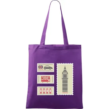 Britská známka - Taška bavlněná - 42 x 38 cm ( Fialová )