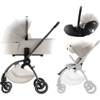 Kočárek BRITAX Rio Lux Set kočárek + hluboká korba + autosedačka Baby-Safe PRO Soft Taupe