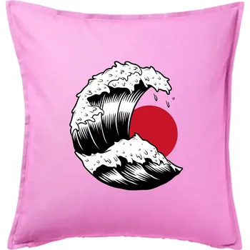 Polštář Japan culture - vlna - Polštář 50x50 - 50x50 - Pouze potah ( Růžová )