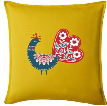 Polštář Folklor - páv modrý - Polštář 50x50 - 50x50 - Pouze potah ( Žlutá )