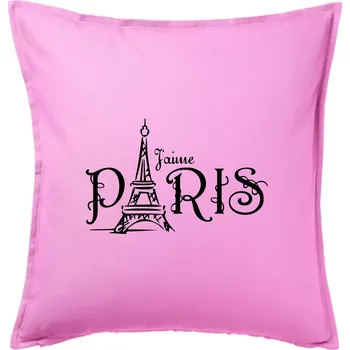 Polštář Paris nápis Eiffelovka rovný - Polštář 50x50 - 50x50 - Pouze potah ( Růžová )