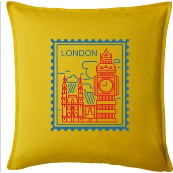 Polštář Londýn známka jednoduchá - Polštář 50x50 - 50x50 - Pouze potah ( Žlutá )
