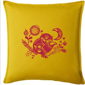 Polštář Folklor - liška spící - Polštář 50x50 - 50x50 - Pouze potah ( Žlutá )