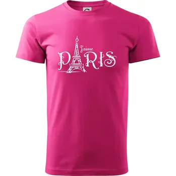 Paris nápis Eiffelovka rovný - Klasické pánské triko vyšší gramáže - XS ( Purpurová )