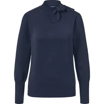 Dámský svetr 650943 - Tchibo - Svetr z jemné pleteniny s mašličkovým detailem - pro ženy - vel. XL 48/50 - barva: modrá