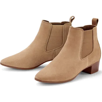 Dámská zimní obuv 675116 - Tchibo - Kotníkové boty z velurové kůže - pro ženy - vel. 39 - barva: béžová