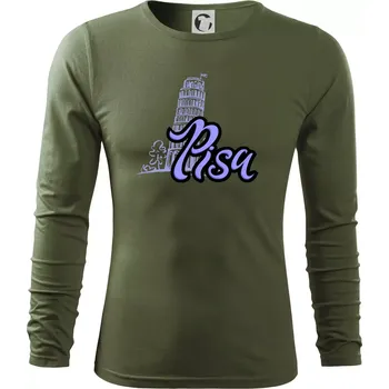 Pánská móda Pisa Lettering - Triko s dlouhým rukávem FIT-T long sleeve - M ( Khaki )