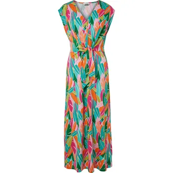 Dámské šaty 703105 - Tchibo - Žerzejové šaty s uzlem - pro ženy - vel. S 36/38 - barva: zelená/květovaný