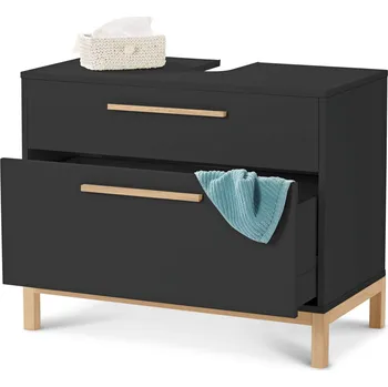 Koupelnový nábytek 682903 - Tchibo - Skříňka pod umyvadlo Eklund se 2 zásuvkami - barva: šedá