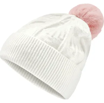 Čepice 653427 - Tchibo - Pletená čepice s bambulí - barva: béžová