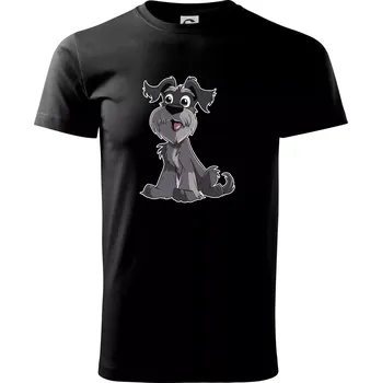 Pánské tričko Knírač kreslený sedící - Triko extra velké (5-8XL) - 7XL ( Černá )